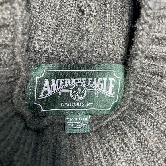 American Eagle Green Fishermans Sweater Women's Size XS Oversized Mock Neck - Picture 7 of 12
